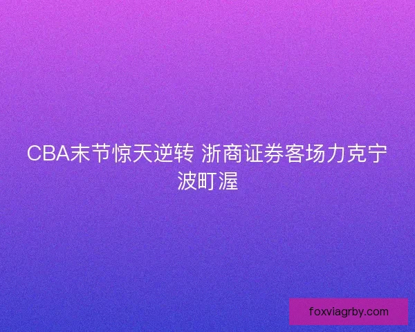CBA末节惊天逆转 浙商证券客场力克宁波町渥 CBA末节惊天逆转 浙商证券客场力克宁波町渥