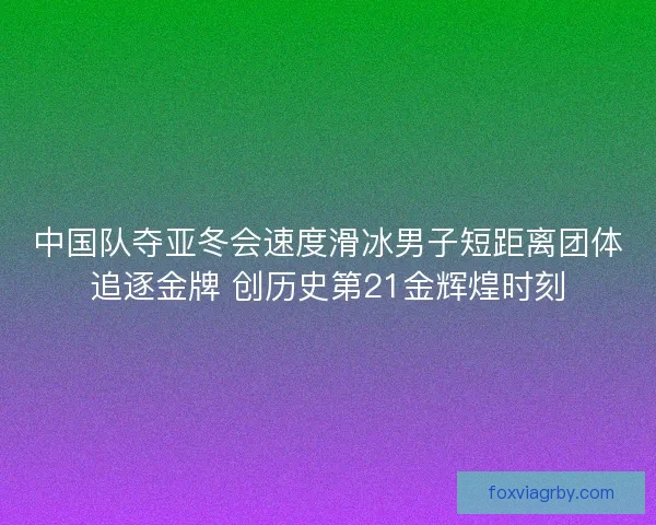 中国队夺亚冬会速度滑冰男子短距离团体追逐金牌 创历史第21金辉煌时刻 中国队夺亚冬会速度滑冰男子短距离团体追逐金牌 创历史第21金辉煌时刻