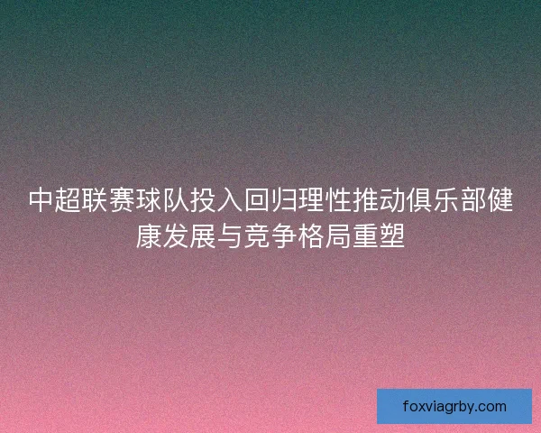 中超联赛球队投入回归理性推动俱乐部健康发展与竞争格局重塑 中超联赛球队投入回归理性推动俱乐部健康发展与竞争格局重塑