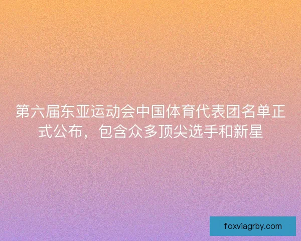 第六届东亚运动会中国体育代表团名单正式公布，包含众多顶尖选手和新星